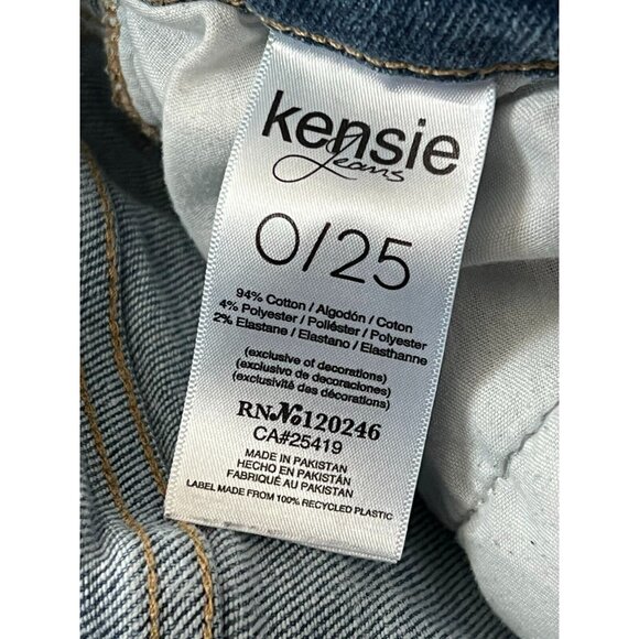 Kensie Distressed Jeans Size 0/25 Vintage Luxe The Slim Straight Medium Wash - Picture 11 of 11